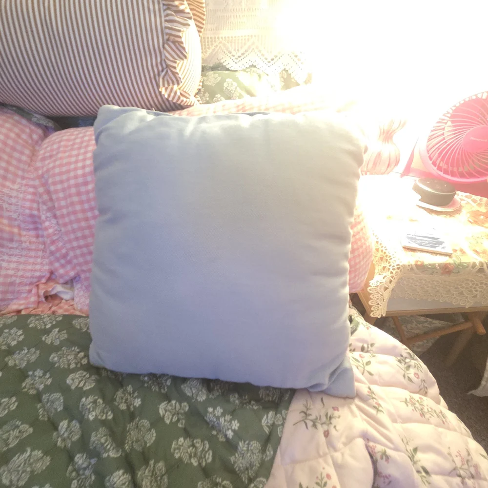 Patchwork Quilted Throw Pillow - Pink & Blue